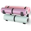 RoakyRoasy Yoga Mat Holder with Protective Padding Wall Mount Steel Storage Rack, 2 Tier Adjustable Width Hanger for up to 4 Foam Rollers, Easy Installation view 1