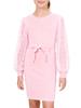 ALLIFly Girls Pink Dresses Size 13-14 Long Sleeve Spring Dress Vintage Mesh Sleeve Self Belted Dresses view 1