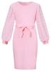 ALLIFly Girls Pink Dresses Size 13-14 Long Sleeve Spring Dress Vintage Mesh Sleeve Self Belted Dresses view 2