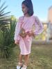 ALLIFly Girls Pink Dresses Size 13-14 Long Sleeve Spring Dress Vintage Mesh Sleeve Self Belted Dresses view 4