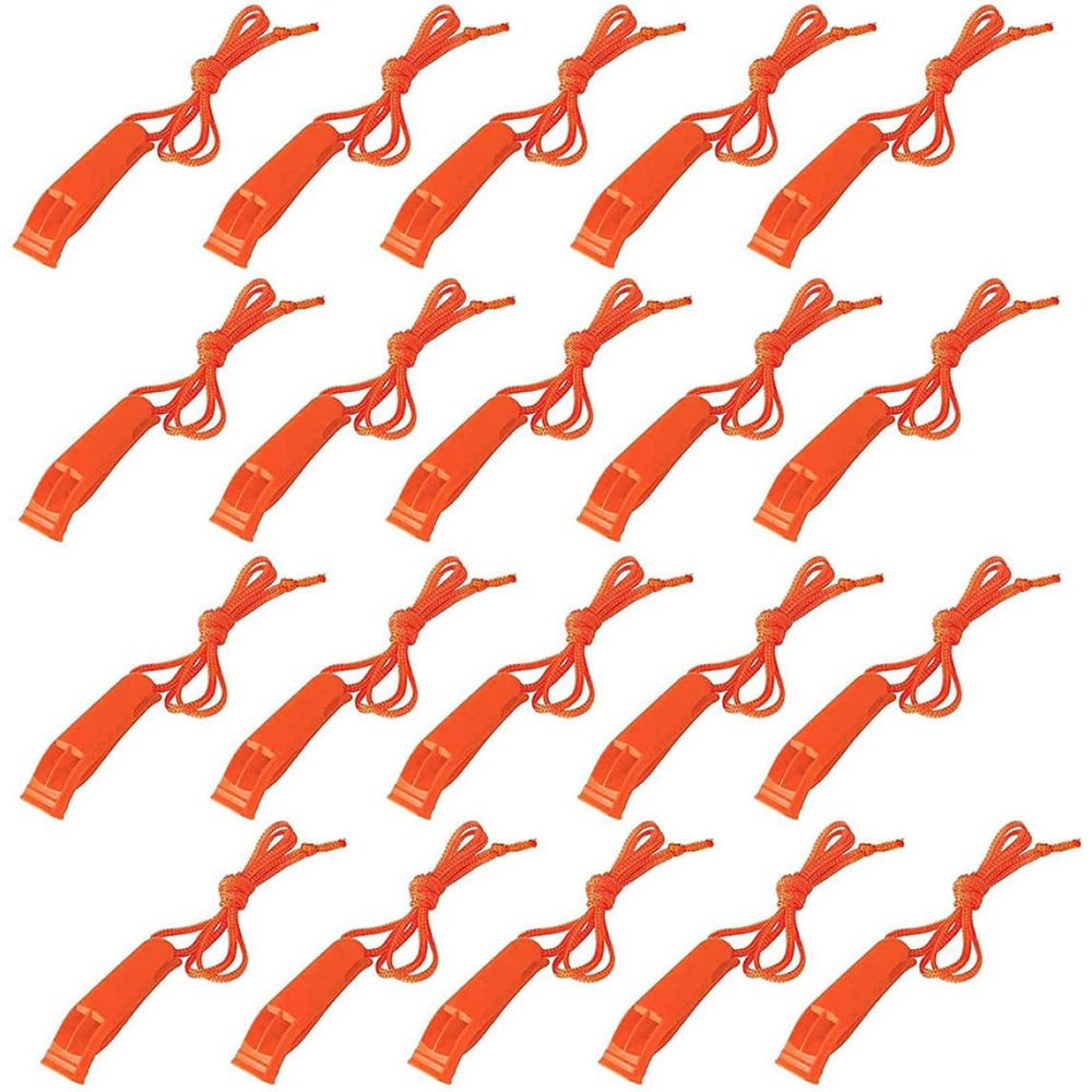 Tuimiyisou Safety Whistle Emergency Whistles Safety Plastic Super Loud Whistles with Lanyard for Camping Hiking 20PCS