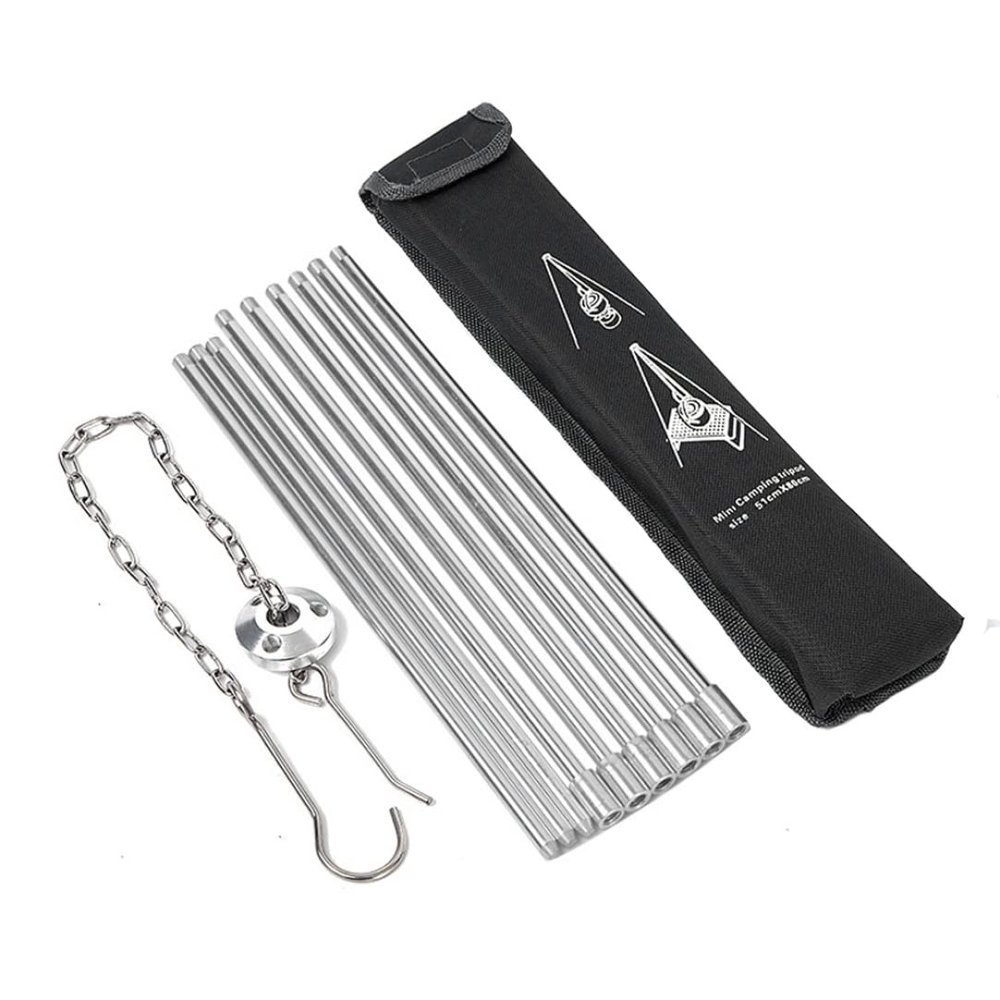 Tuimiyisou Campfire Tripod Camping Tripod Campfire Cooking Dutch Oven Tripod Folding Grill Stand Tripod Aluminium Alloy Stove Tripod for Dutch Ovens, Coffee Pots, Tea Pots, Silver
