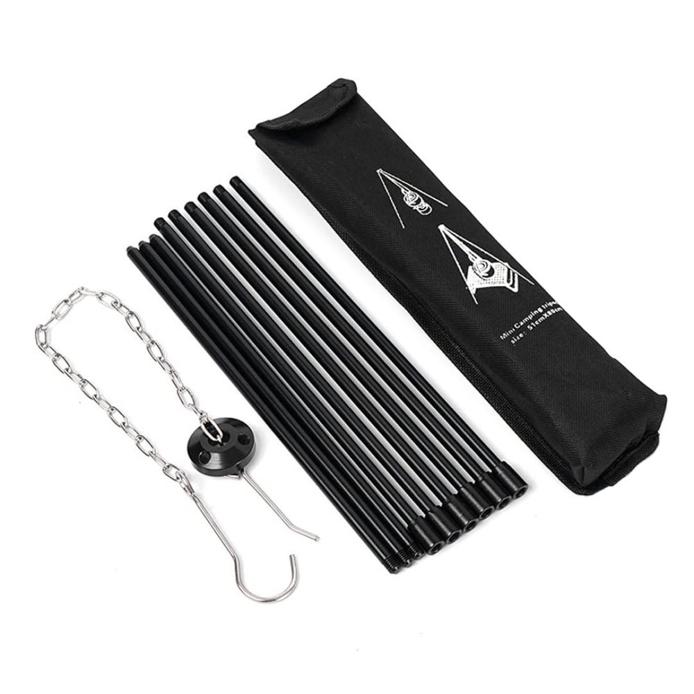 Tuimiyisou Campfire Tripod Camping Tripod Campfire Cooking Dutch Oven Tripod Folding Grill Stand Tripod Aluminium Alloy Stove Tripod for Dutch Ovens, Coffee Pots, Tea Pots, Black