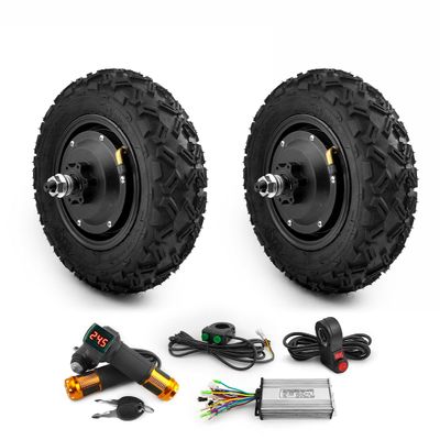 Dual Drive 10 Inch Off Road Tire 36V 350W Brushless Gear Hub Motor Wheel Kit For Platform Lorry Flat Cart (key throttle kit) (36V 350W)