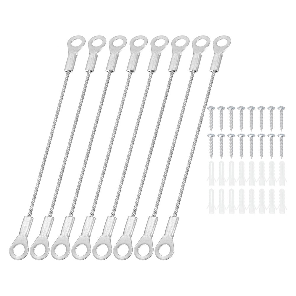 PATIKIL Cabinet Door Restraint Kit 0.06" x 4", 8 Pack Stainless Steel Flexible Braided Cable Door Hinge Limiter for Limiting Chest Cupboard Door Opening Angle Swing