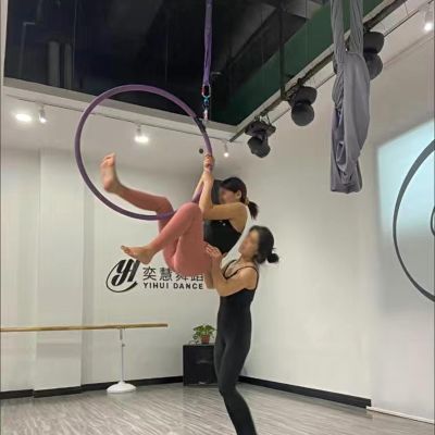 Chirp Wheel Yoga Back Wheel Hanging Acrobatic Hoop for Professionals & Beginners, Aerial Hoop Kit with Non-slip Tape, Stainless Steel Aerial Ring for Dance/ Fitness/ Gymnastics Training(25MM,Dia 35.4i
