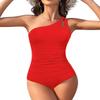 Century Star One Piece Swimsuit Women 2024 One Shoulder Swimsuits for Women Swimsuits for Teen Girls Tummy Control Modest Full Coverage Bathing Suit for Women Swimwear Red Small view 1