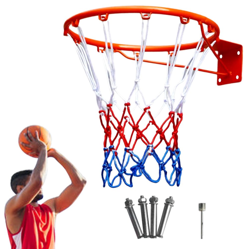 Basketball Rim, Wall Door Mounted Basketball Hoop, Thickened Steel Plate Basketball Hoop with Net Screws, Standard 18" Indoor Outdoor Hanging Hoop