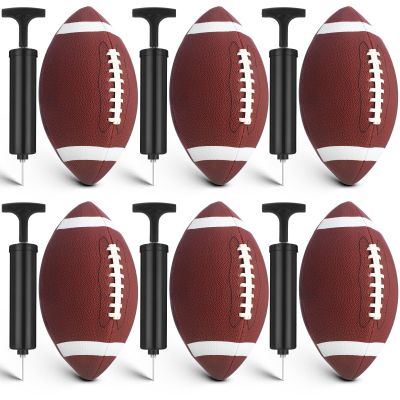 RoundFunny 6 Pack of Youth Footballs Set Bulk Size 9 Football with Pump
