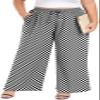 Lastshe Women's Plus Size Wide Leg Pants with Pockets High Waist Trousers for All Occasions,Black W Plaid,1X view 1