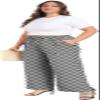 Lastshe Women's Plus Size Wide Leg Pants with Pockets High Waist Trousers for All Occasions,Black W Plaid,1X view 4