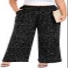 Lastshe Women's Plus Size Wide Leg Pants High Waisted Pants Slacks for Curvy Women,Black W Dot,3X view 1
