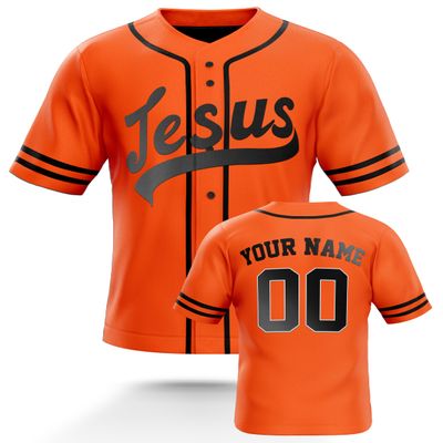 Personalized Religious Baseball Jerseys - Jesus - Custom Unisex Baseball Faith Sport Uniforms - Orange