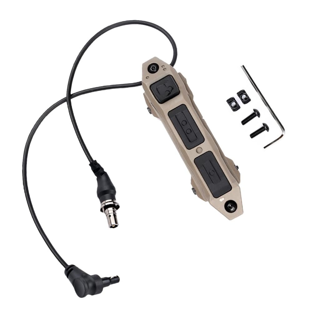 Dual Remote Flashlight Pressure Switch Tactical Dual Tape Pressure Switch for M300/M600 Series Scout Flashlight PEQ15 Laser and DBAL Series (Crane Laser+SF Plug, Tan)