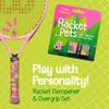 Racket Pets Kids Tennis Racket Dampener & Matching Overgrip Tape, Performance Shock Absorbing Dampener for Tennis Racket & Fun Animal Print Tennis Wrap Grip Tape (Flamingo) view 2