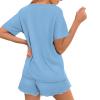 Reanaysto Cute Axolotl Pajama Shorts for Women Short Summer Womens Pajamas Sets 2 Piece Short Sleeve Top Sleepwear Pullover Womens Round Neck Pjs Lounge Set with Pockets view 2