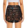 DRTGEDS Library Bookshelf Women's Shorts Hiking Athletic Shorts Yoga Active Workout Running Shorts Comfy Casual White view 4
