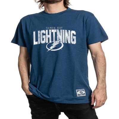 Calhoun NHL Surf & Skate Mens Vintage Style Distressed Heather Tone Rustic T-Shirt (Tampa Bay Lightning, Medium)
