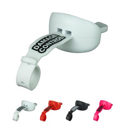 DAMAGE CONTROL Mouthguard with Permanent Helmet Strap, Youth Mouth Guard to Protect Lips & Teeth, No Boiling Pacifier, Breathable Binky Mouthpiece, Football Mouthpiece, Works with Braces (White)