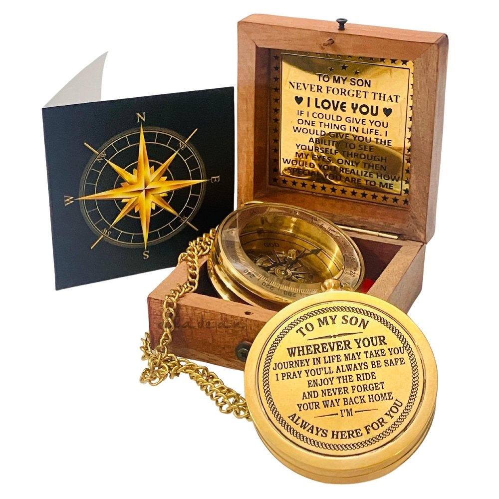 To My Son Compass Gift From Mom and Dad | 2" - For Teenage Son's Graduation, Christmas, Birthday, Baptism, Confirmation, Communion