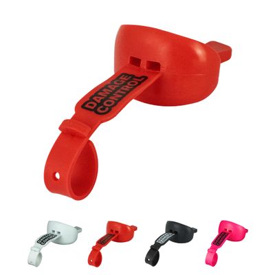 DAMAGE CONTROL Mouthguard with Permanent Helmet Strap, Youth Mouth Guard to Protect Lips & Teeth, No Boiling Pacifier, Breathable Binky Mouthpiece, Football Mouthpiece, Works with Braces (Red)