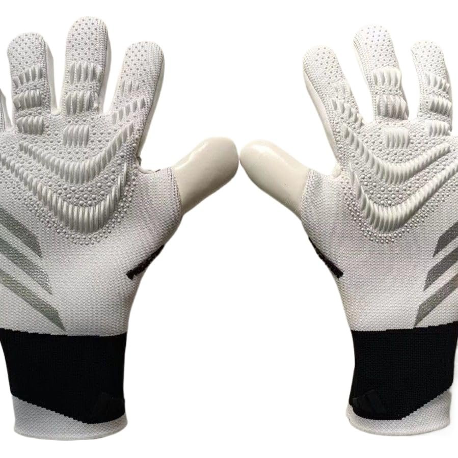 LongjihuiSoccer Goalkeeper Gloves Goalie Training Gloves Strong Grip Anti-Slip and Breathable for Adults and Children (White,7)
