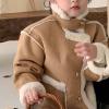 Girls Warm Fleece Jacket Button Up Faux Shearling Chunky Coat With Pockets Kids Winter Windproof Thicken (A, 3-4 Years) view 2