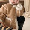 Girls Warm Fleece Jacket Button Up Faux Shearling Chunky Coat With Pockets Kids Winter Windproof Thicken (A, 3-4 Years) view 4