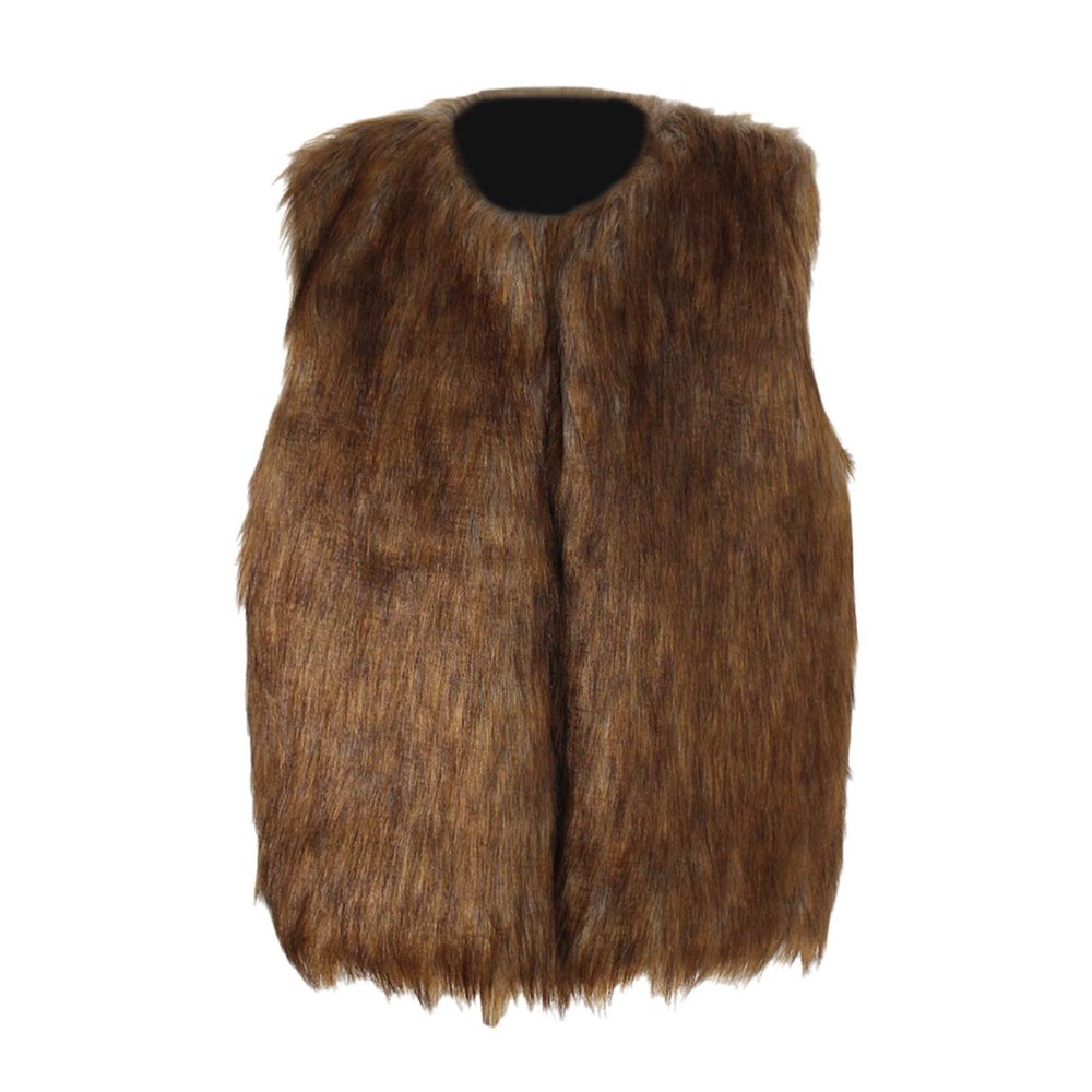 Girls Boys Faux Fr Vest Coat Toddler Sleeveless Thicken Wool Warm Cool Windproof Winter Outerwear (Brown, 1-2 Years)