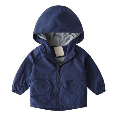 Toddler Boys Girls Hooded Windbreaker Fleece Lined Softshell Jacket Baby Lightweight Waerproof Solid (Navy, 2-3 Years)