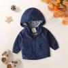 Toddler Boys Girls Hooded Windbreaker Fleece Lined Softshell Jacket Baby Lightweight Waerproof Solid (Navy, 2-3 Years) view 2