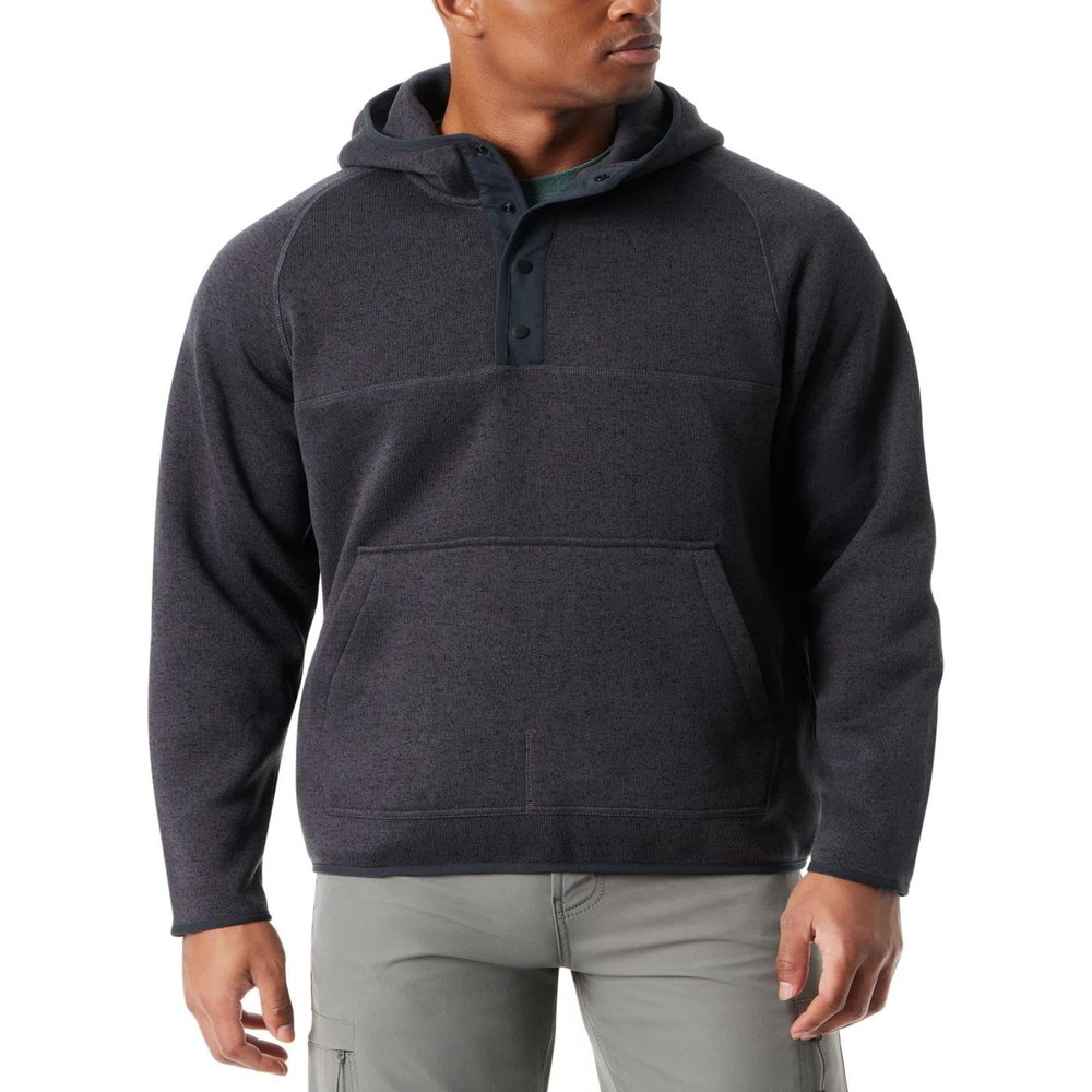 BASS Outdoor Mens Front 1/4 snap Hoodie Pullover Sweater with Kangaroo Pocket Standard