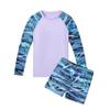 Girls Rash Guard 2-Piece Swimsuit Set - Long Sleeve Swimwear with UPF 50+ Sun Protection Bathing Suit 7-16 Years Light Purple view 1