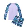 Girls Rash Guard 2-Piece Swimsuit Set - Long Sleeve Swimwear with UPF 50+ Sun Protection Bathing Suit 7-16 Years Light Purple view 3