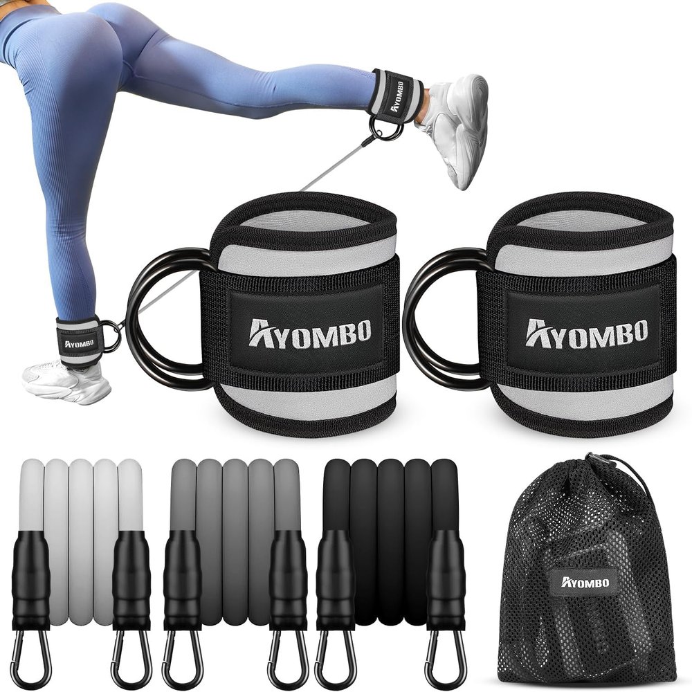 Pilates Bar, Ankle Resistance Bands with Cuffs, Pilates Workout Equipment for Legs, Hip, Waist, Arm,Exercise Bands for Butt Lift Women, Achieve Stronger and Firmer Lower Body