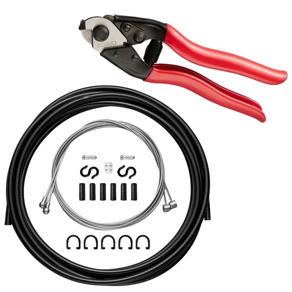 Bike Brake Cable Housing Kit with Cutter - Black
