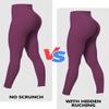 Sunzel Invisible Butt Scrunch Workout Leggings with Pockets for Women, No Front Seam Booty Gym Yoga Pants with Tummy Control 28" Cherry Red X-Small view 4