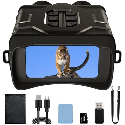 5k Night Vision Goggles, Built-in Powerful Focusable IR, Full Color 4-inch Super Large Display, Long Viewing Range, Supports WiFi,with High Speed 64GB Card