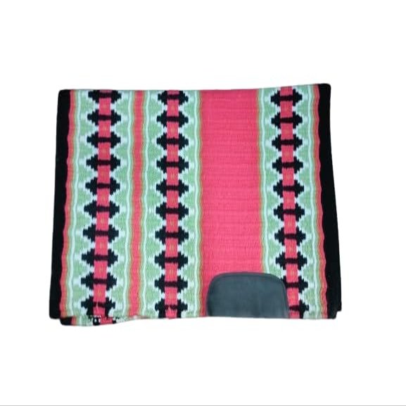 HORSE HUB STORE 42 Inch Western Show Pleasure Pink & Black Pure Woolen Base New Zealand Saddle Pad for Horses Riding Equipment and Accessories