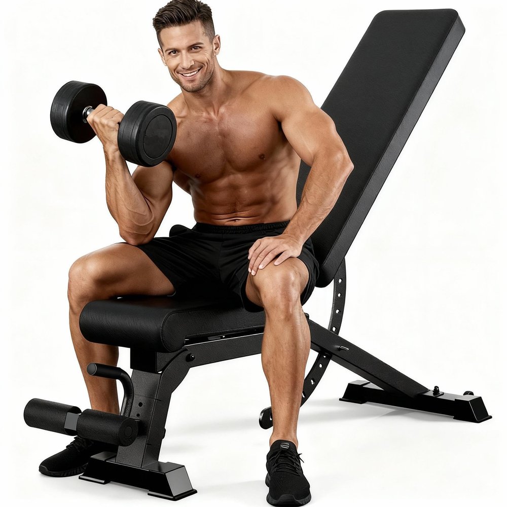 Adjustable Weight Bench with 12x4x4 Positions, 1200LB Heavy Duty Workout Bench for Home Gym, Commercial Incline-Flat-Decline Bench Press for Full Body Fitness, Fully Upright Backrest with 4 Suitable Leg Rest Gears - 2026
