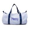 Personalized Baby Duffle Bag, Monogram Seersucker Kid Travel Bag, Kids Duffel Bag, Toddler Diaper Bag, Child Gifts, Overnight Bag, Dance Bag, Dark Blue, Large view 1