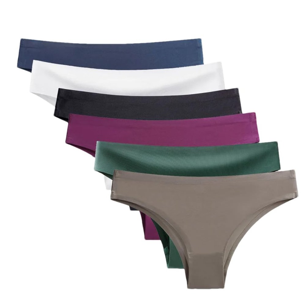 5 Pcs/Set Ice Silk Seamless Panties For Women Low Waist Briefs Solid Color Female Underpants
