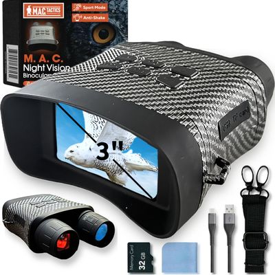 M. A. C. Night Vision Goggles  4K HD Infrared Night Vision Binoculars with 5X Digital Zoom, 3" Screen, Rechargeable Battery (Carbon Fiber)