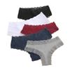 5PCS/Set Women Lace Seamless Cotton Panties Ribbed Breathable Underwear Soft Briefs Lightweight Underpants