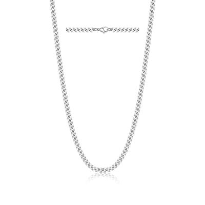 Monily Silver Cuban Link Chain for Men Stainless Steel Chain Necklace for Men 3.5mm 20 Inches Chunky Rapper Jewelry
