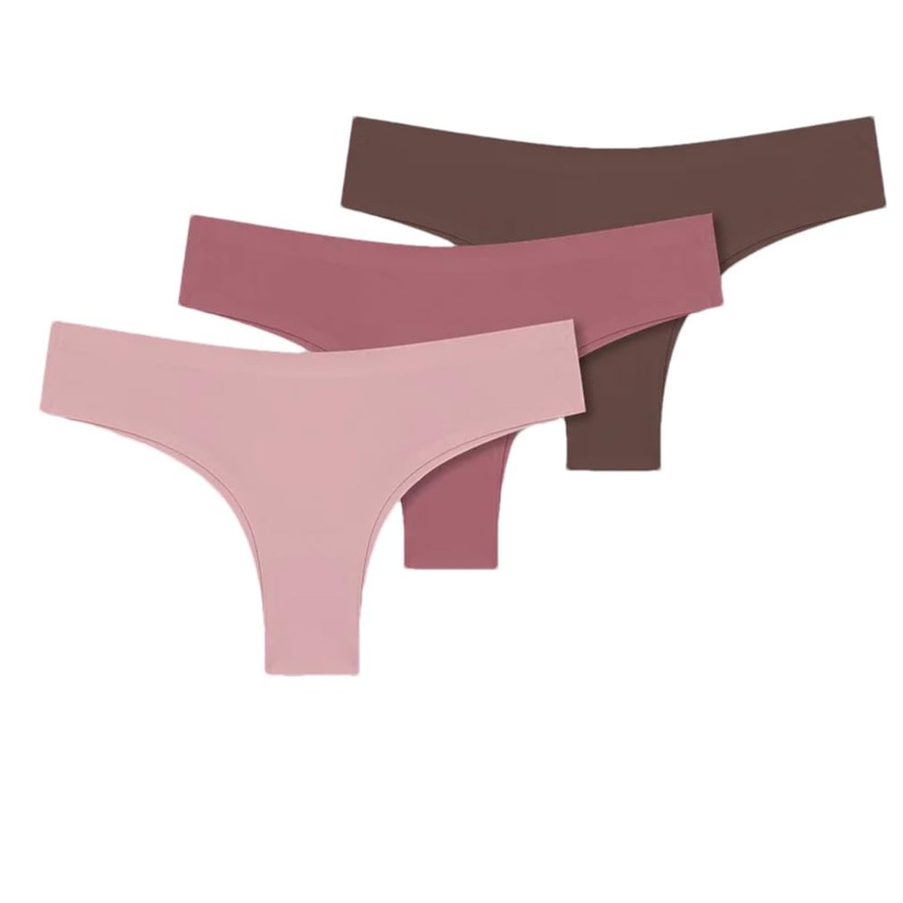 3PCS Seamless Panties Thin Briefs Soft Panties Women Ice Silk Underwear G-String Female Solid Underpants