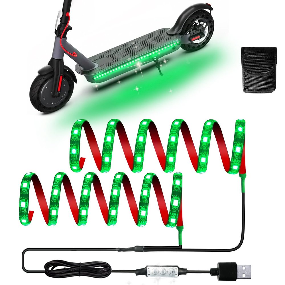 Keiurot Led Lights for Scooter Night Riding, Electric Scooter LED Light Green Led Light Strips 5v Flashing Mode for Skateboard Light Accessories 2 in 1