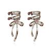 CYV Elegant Ribbon Bow Ear Clip Cuff Earrings Cartilage Bowknot Earrings Jewelry for Women (silver) view 1