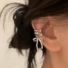 CYV Elegant Ribbon Bow Ear Clip Cuff Earrings Cartilage Bowknot Earrings Jewelry for Women (silver) view 3