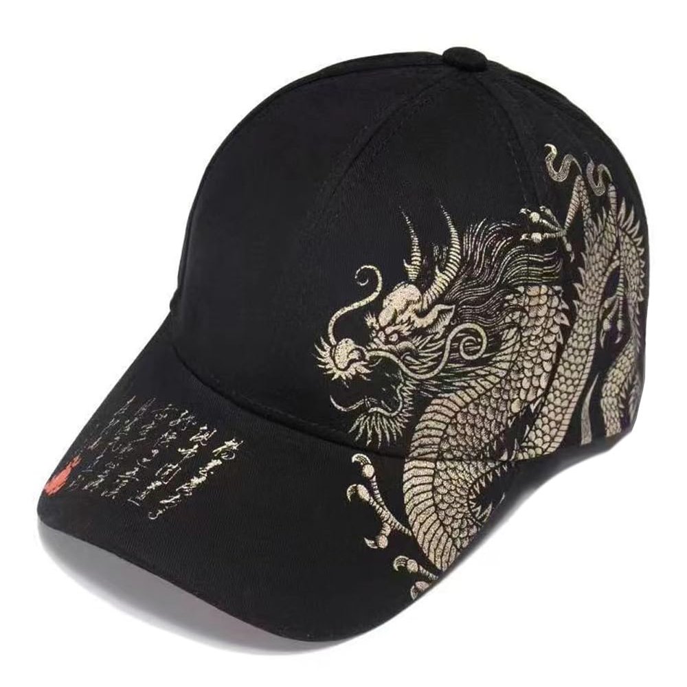 Men's Baseball Cap Cotton Adjustable Dragon Pattern Hip-hop Caps for Men